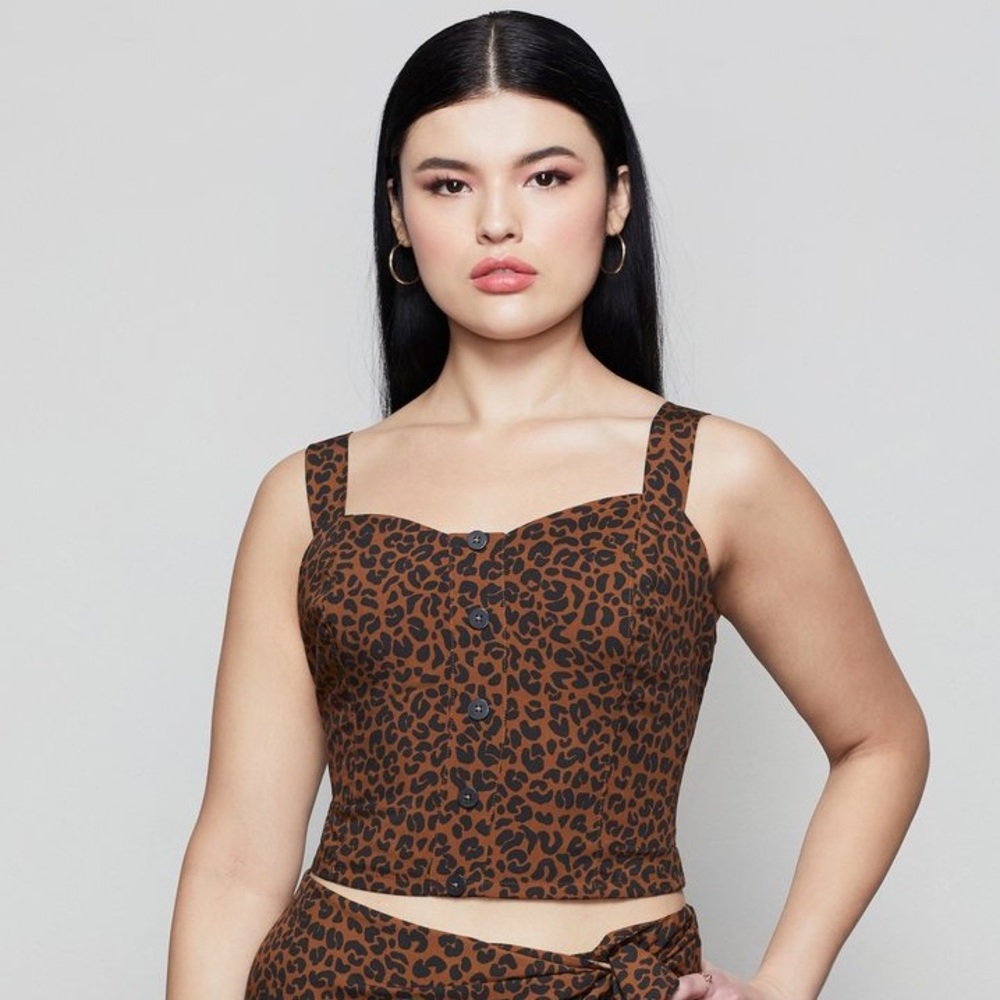 Good American Leopard Bustier Top - L